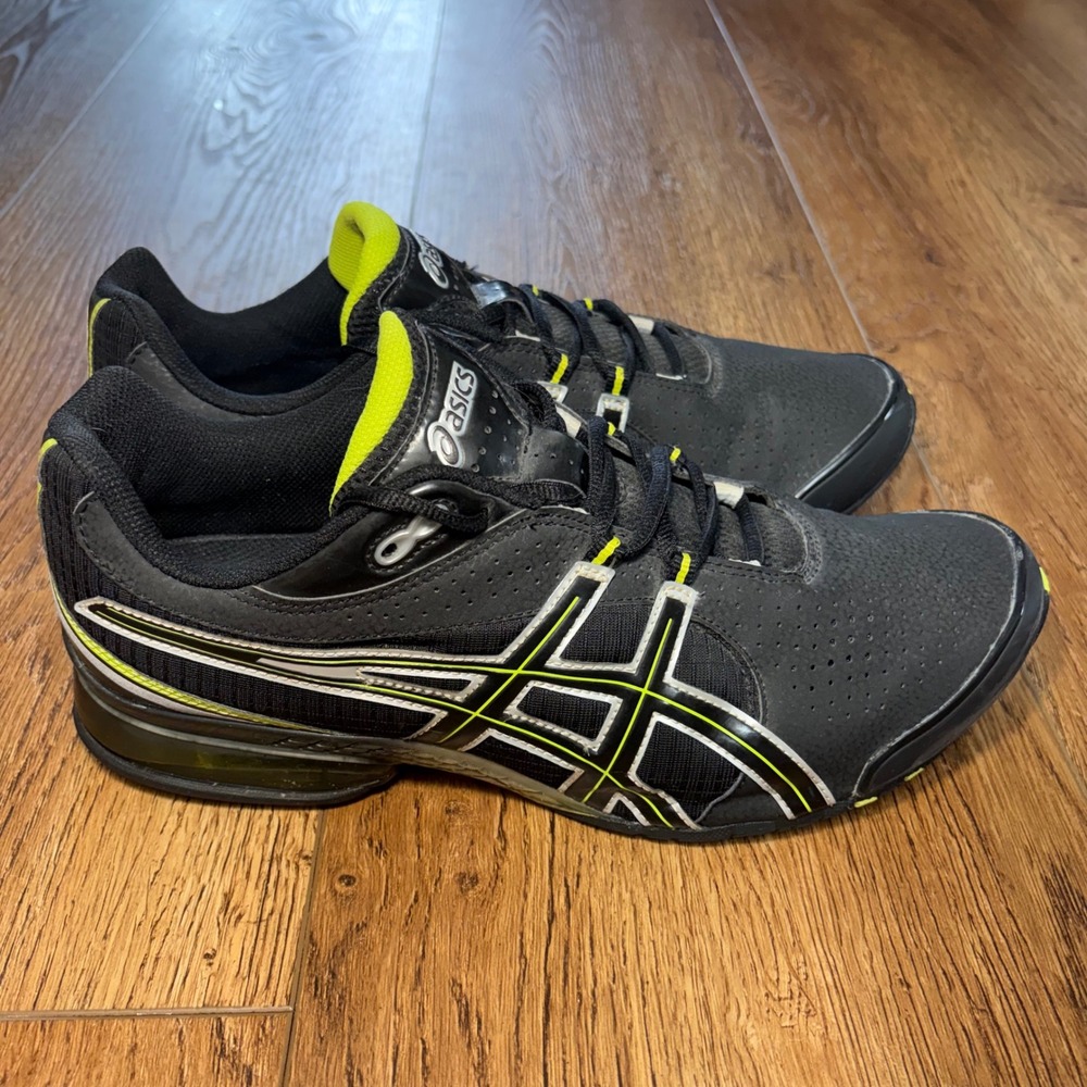 Asics Gel Reprisal Running Shoes Black mens Size 10 activewear neon